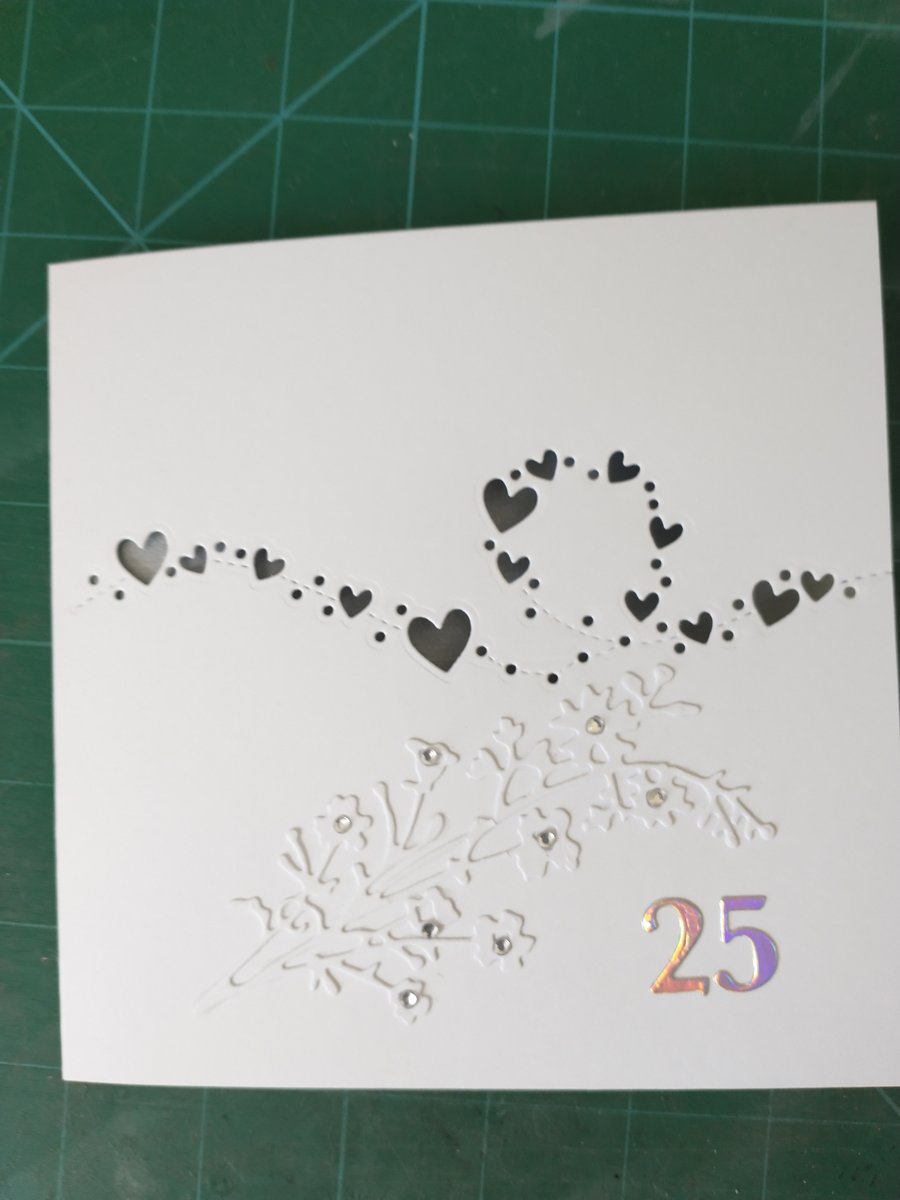 Silver wedding anniversary heart card