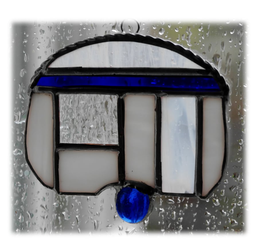 Caravan Suncatcher Stained Glass Mini Blue 030