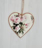 Pink Roses: Decoupaged Wooden Hanging Heart 15cm (6") - Image 3