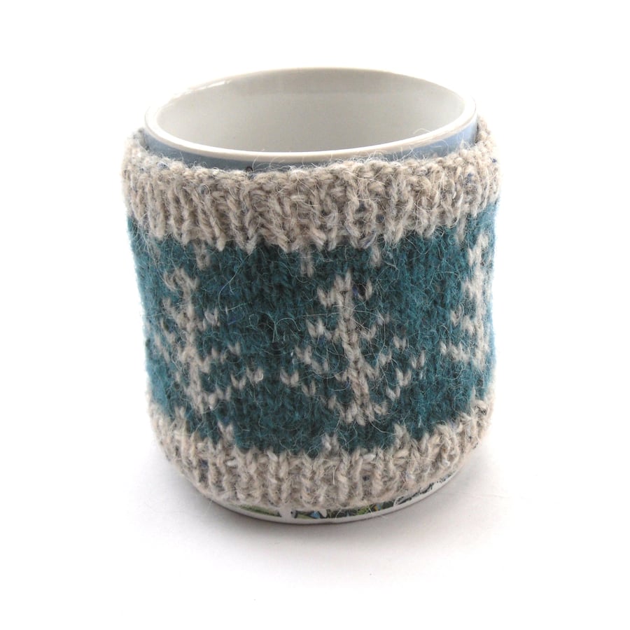 Hand knit autumn mug warmer