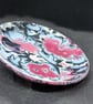 Trinket dish pink and black flower 