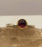 Rhodolite Garnet Ring - Sterling Silver Gold Bezel - Size K - Image 8