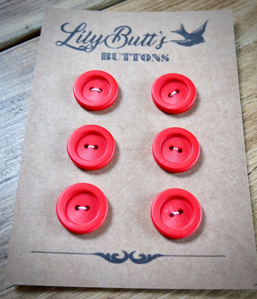 6 Vintage Red Buttons