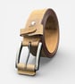 Men's Contrast Stitch Leather Belt - Silver Buckle