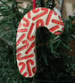 Ceramic candy cane Christmas decoration red - Image 4