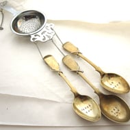 Teaspoon wind chime, handstamped, drink tea eat cake be happy