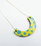 Ceramic polka dot necklace in yellow and blue - Image 1