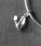 Sterling Silver Bangle with Crystal Heart Charm - Image 3