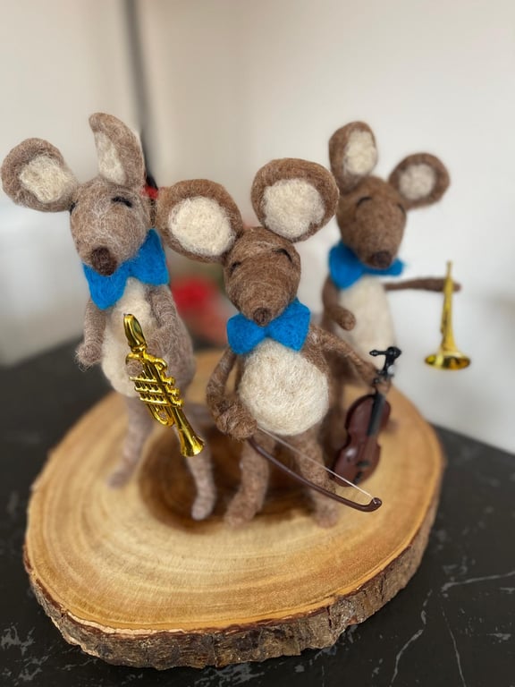 The Mouse Band – Handmade Wool Felted Miniature Trio