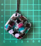 Purple and Blue Square Fused Glass Pendant Necklace  - Image 3