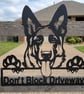 Handmade German Shepherd Metal Driveway Sign – 25x25cm "Don't Block Driveway"  - Image 2
