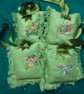 Silk Flower Vintage Hand Embroidered Linen Hanging English Lavender Bag  - Image 1
