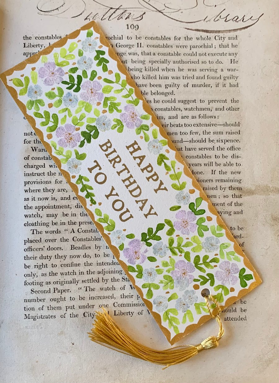 Happy Birthday To You handmade  Bookmark