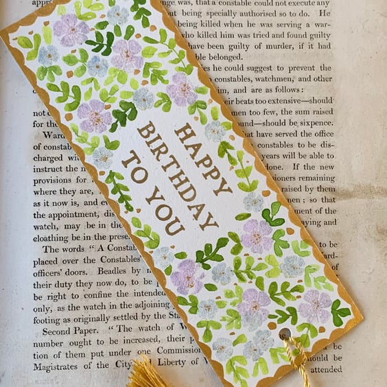 Happy Birthday To You handmade  Bookmark