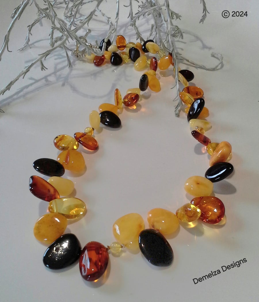 Baltic Amber Sterling Silver Necklace ONE OFF