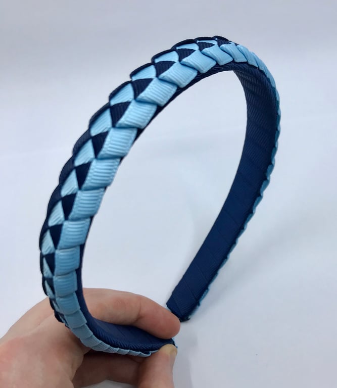 Navy and Light Blue Pleated Hairband