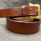 Hand stitched real leather  belt with a solid brass Ploughman’s buckle 34”