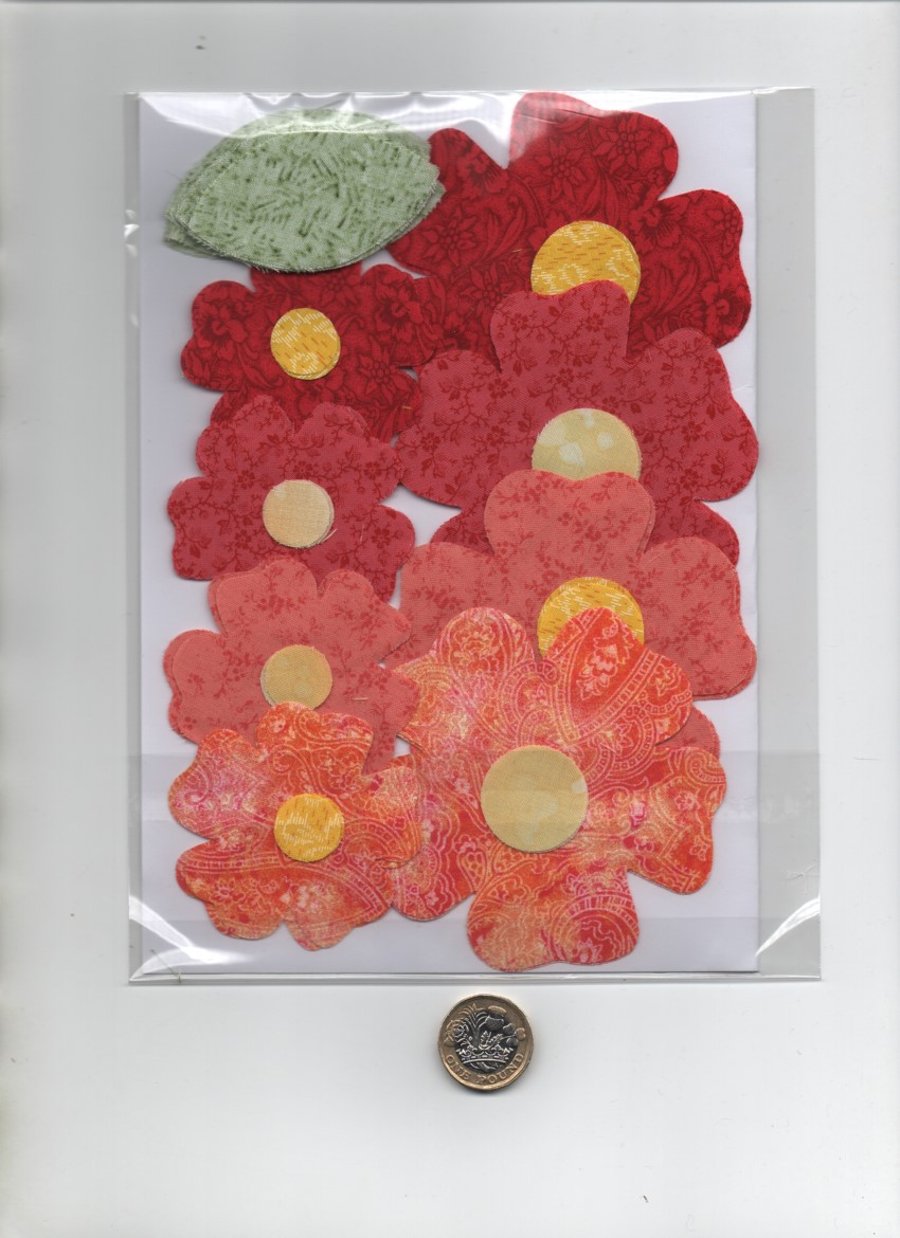 ChrissieCraft creative sewing KIT - Pkt 16 die-cut cotton flowers for APPLIQUE