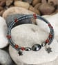 Red Agate and Haematite memory wire bangle - Image 2