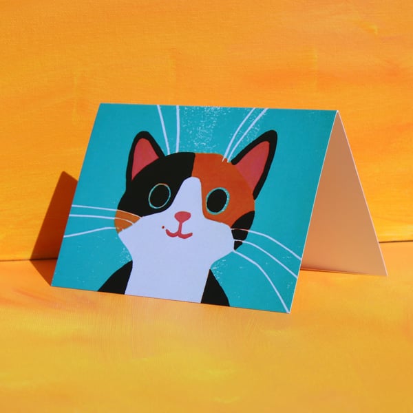 GINGER AND BLACK CAT BLANK GREETINGS CARD