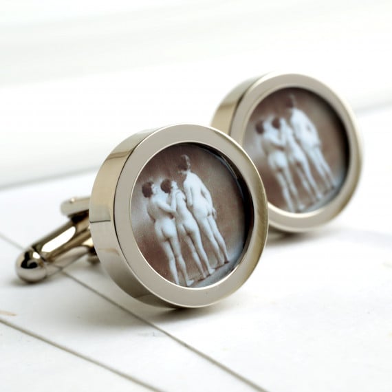  Vintage 1920s Nude Cufflinks - Three Naked Girls Together