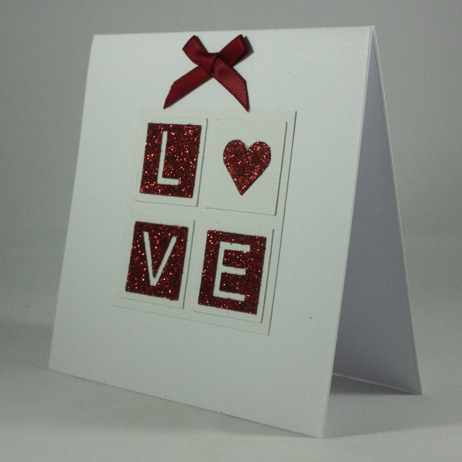 Red glitter love Valentine's Day card