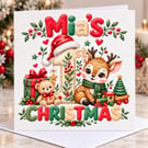 Cute Merry Christmas card for Niece, Granddaughter, Sister, Best Friend, Cousin