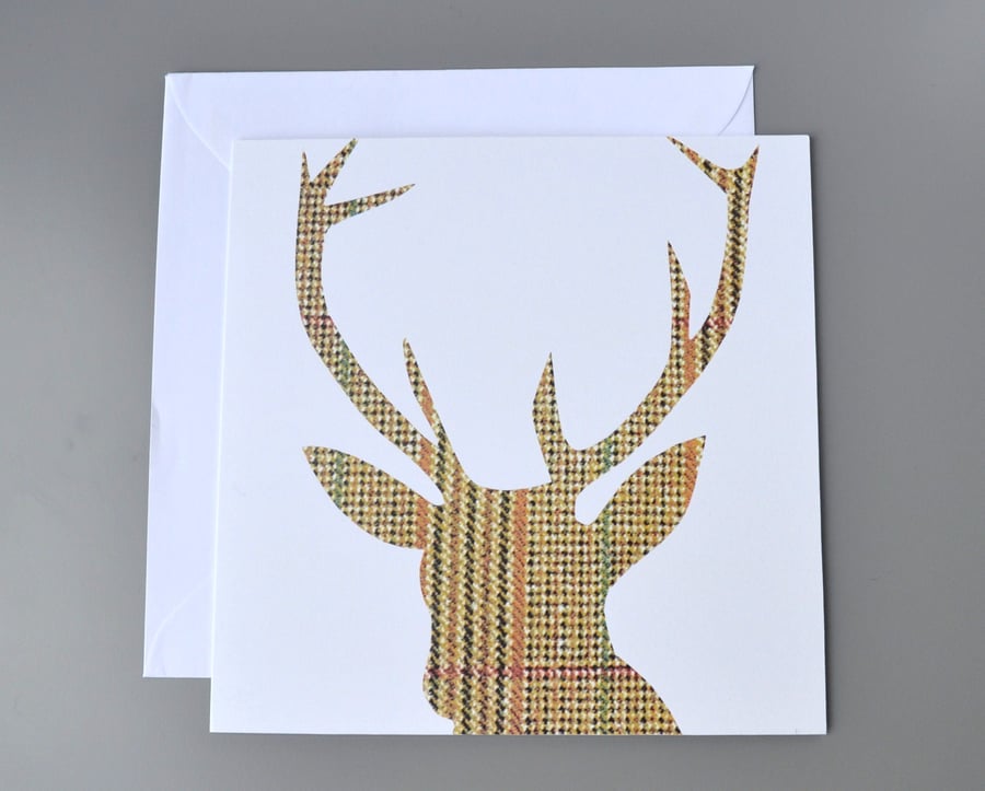 Tweed Stag's Head Silhouette on White Background