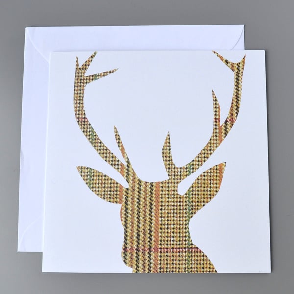 Tweed Stag's Head Silhouette on White Background