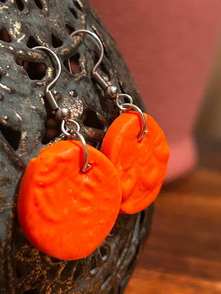 Orange Polymer Clay Earrings 