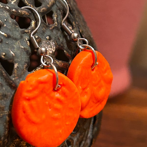 Orange Polymer Clay Earrings 
