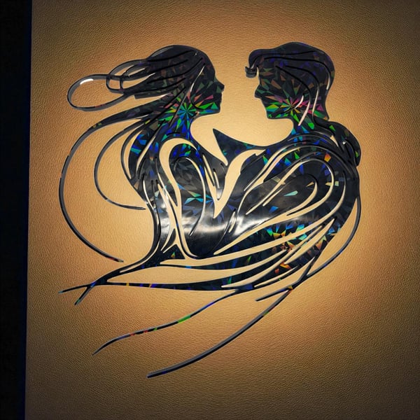 Romantic Resin Wall Art - Lovers Silhouette - Handmade Gift