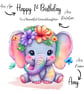 1st Personalised Elephant Birthday Card For Her Happy Birthday Daughter Niece - Image 2