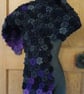 Hand Crocheted Scarf Black shading to Purple