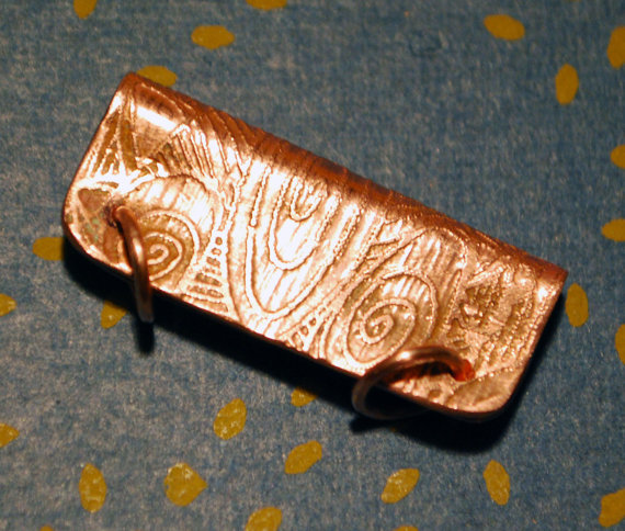 Large Copper Pendant Bail - double ring