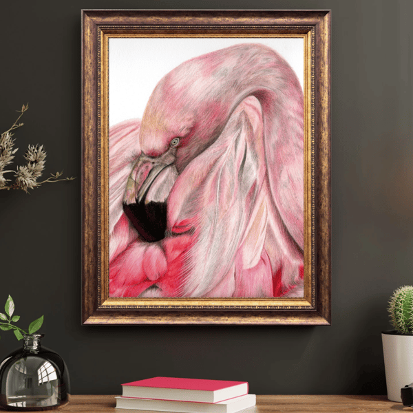 Flamingo Bird Drawing Giclee Limited Edition Fine Art Print A4 