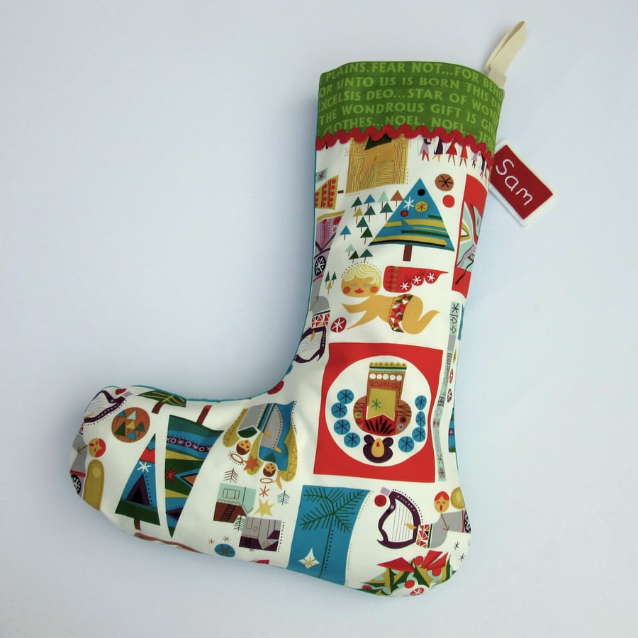 Christmas Stocking - Retro Nativity Baby Jesus 