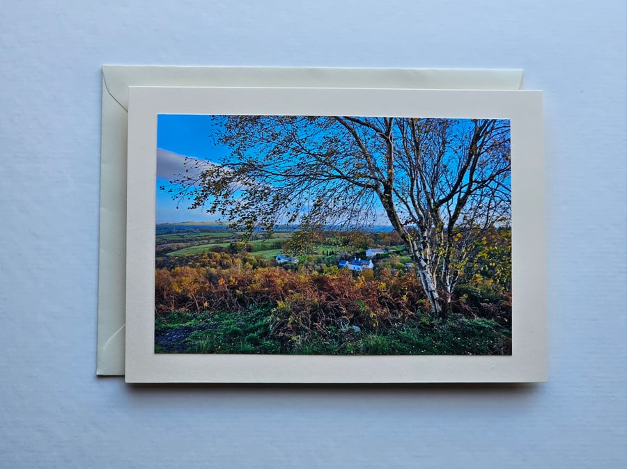 Flintshire Landscape in Autumn Large Photo Card Size 7" x 5" (18cm x 12.5cm) 