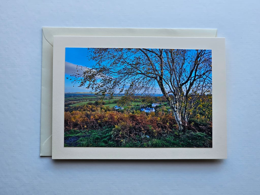 Flintshire Landscape in Autumn Large Photo Card Size 7" x 5" (18cm x 12.5cm) 