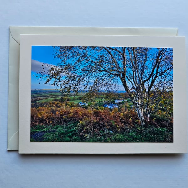 Flintshire Landscape in Autumn Large Photo Card Size 7" x 5" (18cm x 12.5cm) 