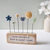 Clay and Button Flower Garden in a Wood Block 'pick daisies'