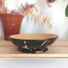 Ceramic black and pink specks sauce or food serving bowl
