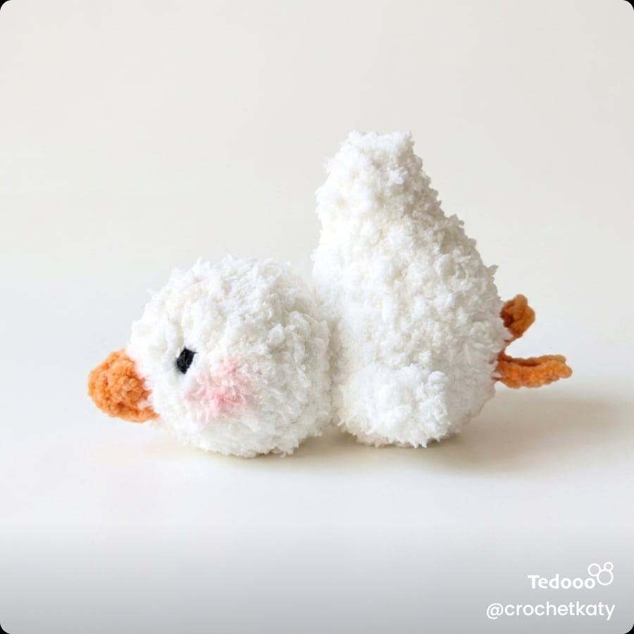 Crochet plushie cute sleepy duck white handmade unique