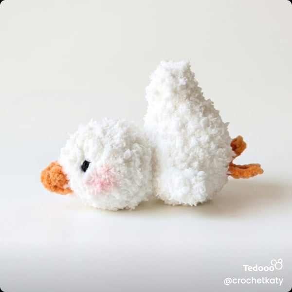 Crochet plushie cute sleepy duck white handmade unique