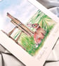 Watercolour print of a Southdowns Sussex Rabbit - Image 3