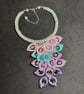 Colourful Seed Bead and Crystal handmade Necklace - leaf pattern Fall - Image 6