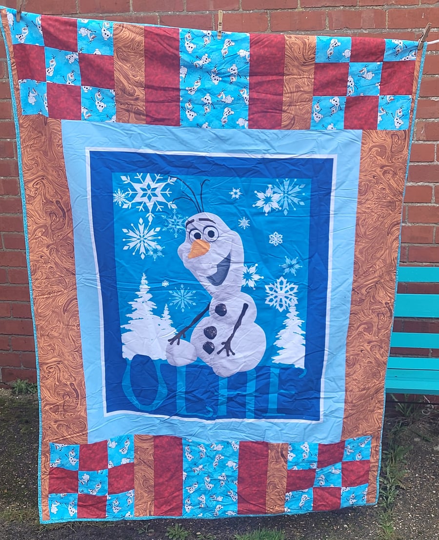 Homemade Olaf Frozen patchwork quilt