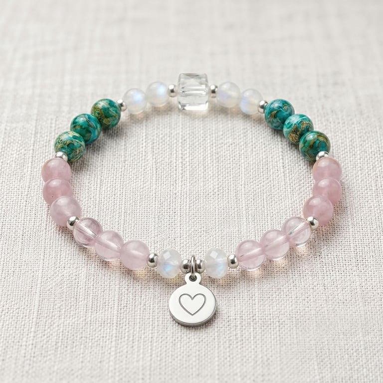 Love Crystal Bracelet, Rose Quartz & Morganite, Personalised Gift
