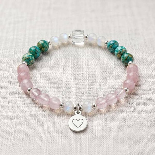 Love Crystal Bracelet, Rose Quartz & Morganite, Personalised Gift