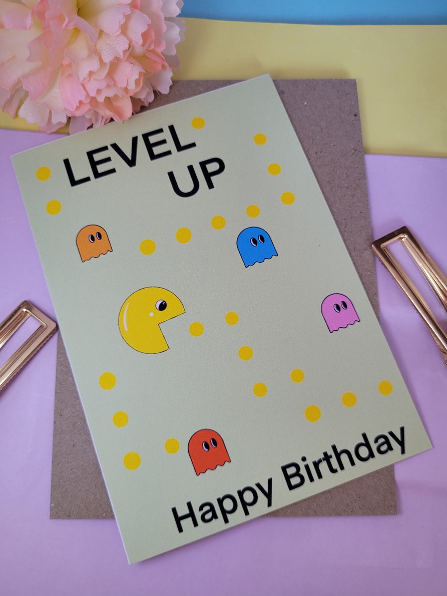 Pac man birthday card - Folksy